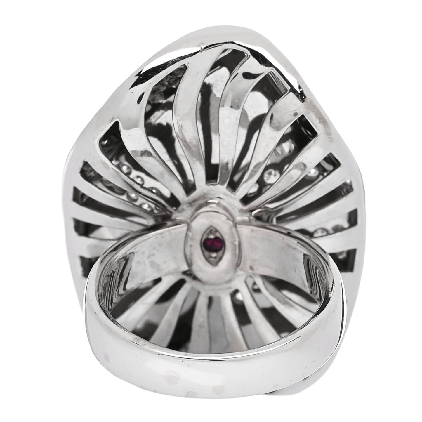 18K White Gold Diamond Enamel Ring 53 6.5 Multicolor