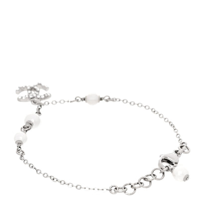 Chanel Crystal Pearl CC Bracelet Silver 3 of 5