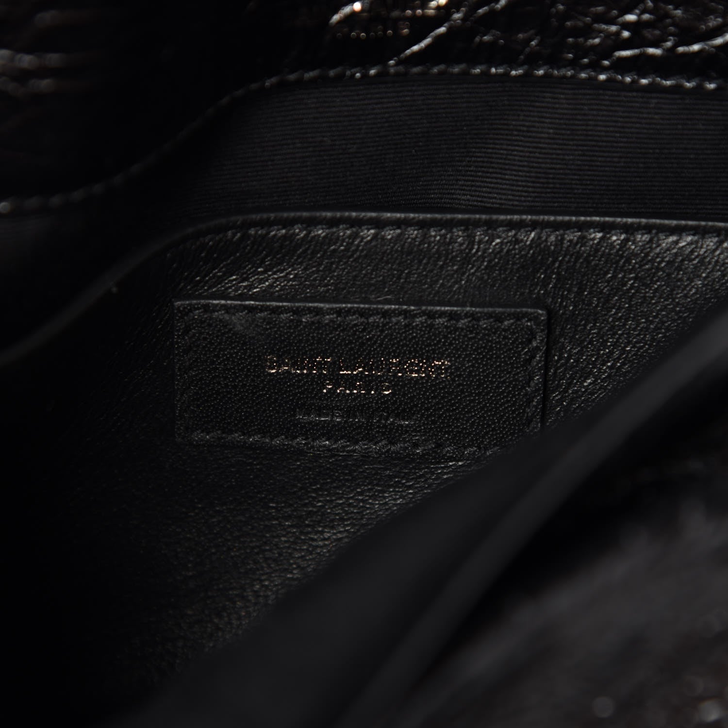 Saint Laurent Crinkled Calfskin Matelasse Monogram Baby Niki Chain Satchel Black 8 of 9
