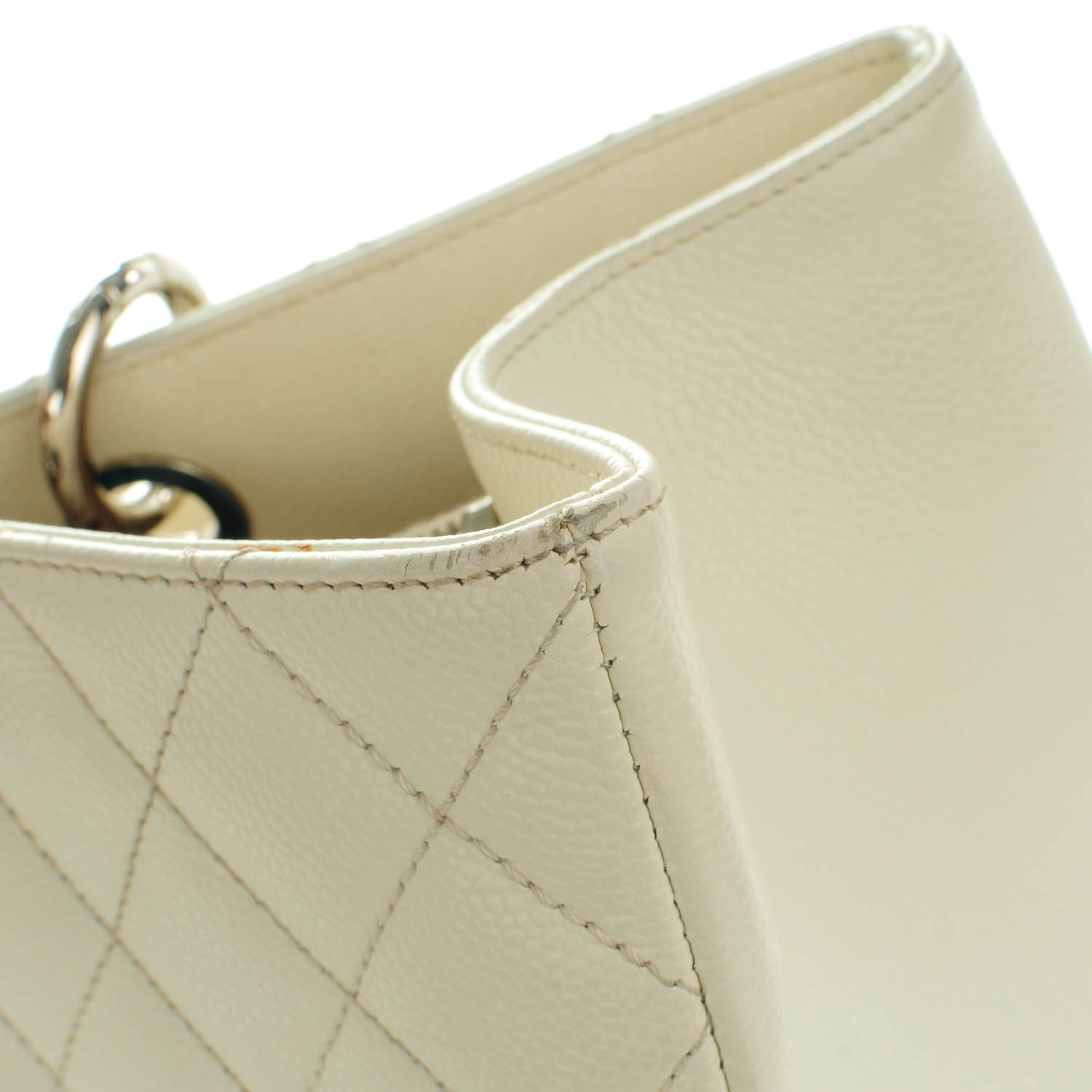Chanel Caviar Quilted XL Grand Shopping Tote GST White 9 of 10