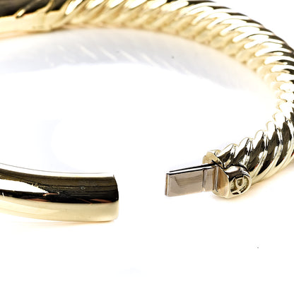 David Yurman 18K Yellow Gold 7mm Cable Hinged Bangle Bracelet 4 of 5