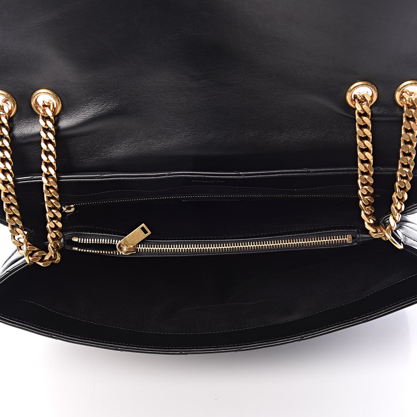 Calfskin Y Quilted Monogram Large Loulou Chain Satchel Black