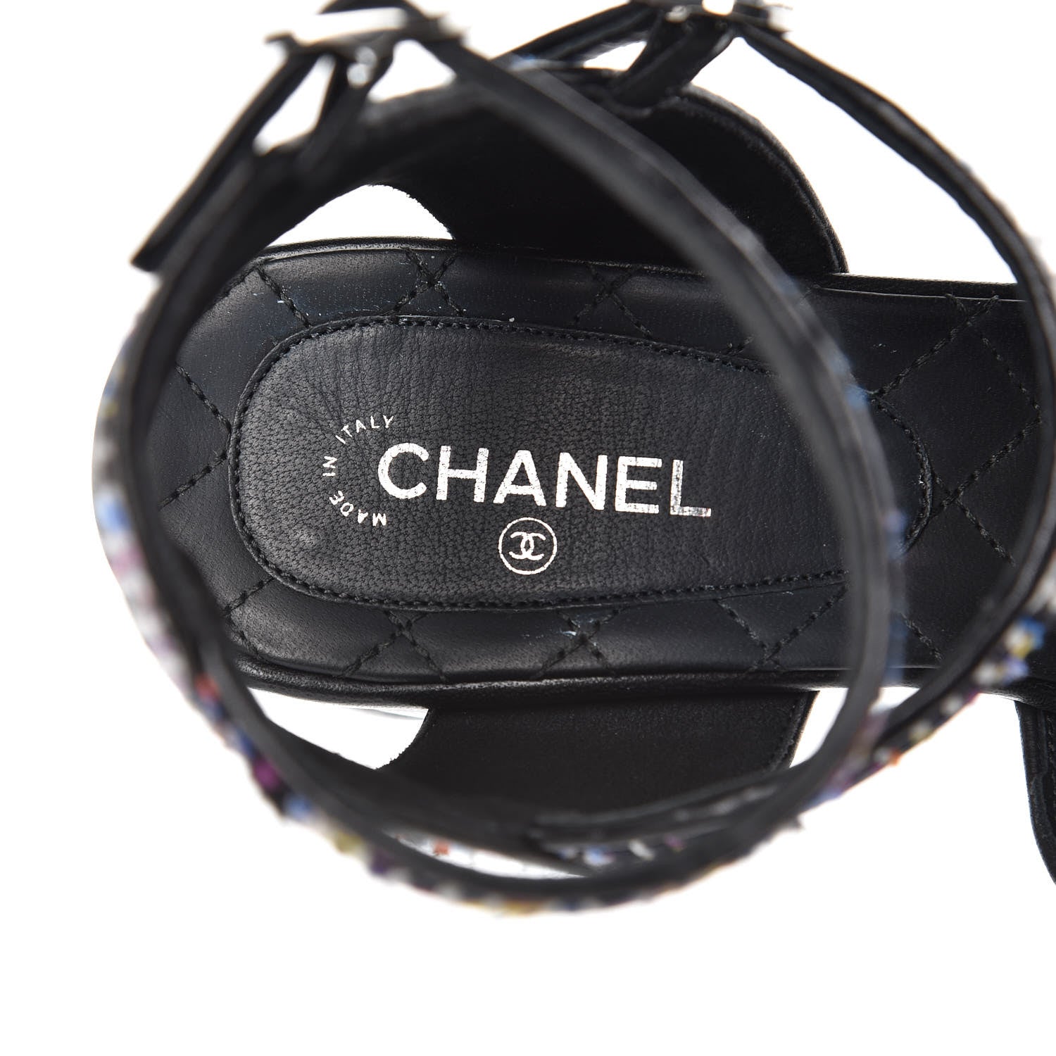 Chanel Tweed Lambskin Sandals 39 Black Blue Yellow Fuchsia 7 of 10