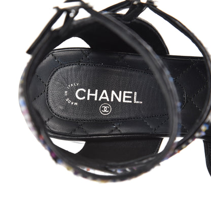 Chanel Tweed Lambskin Sandals 39 Black Blue Yellow Fuchsia 7 of 10