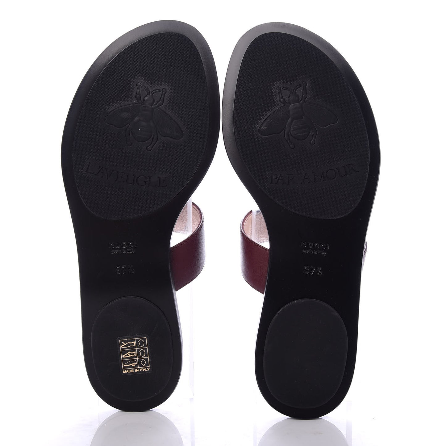 Calfskin GG Marmont Thong Sandals 37.5 Vintage Bordeaux