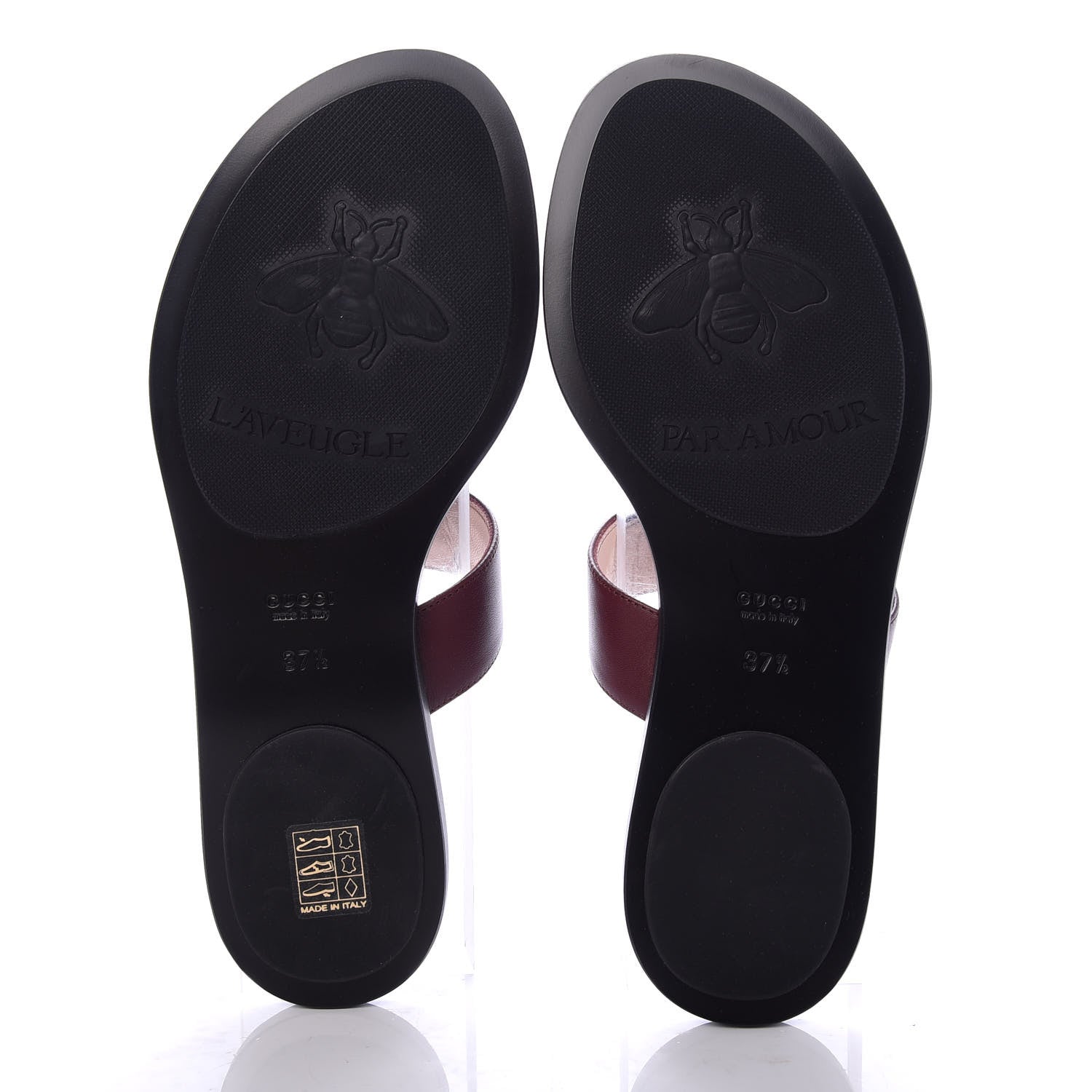 Gucci Calfskin GG Marmont Thong Sandals 37.5 Vintage Bordeaux 5 of 8