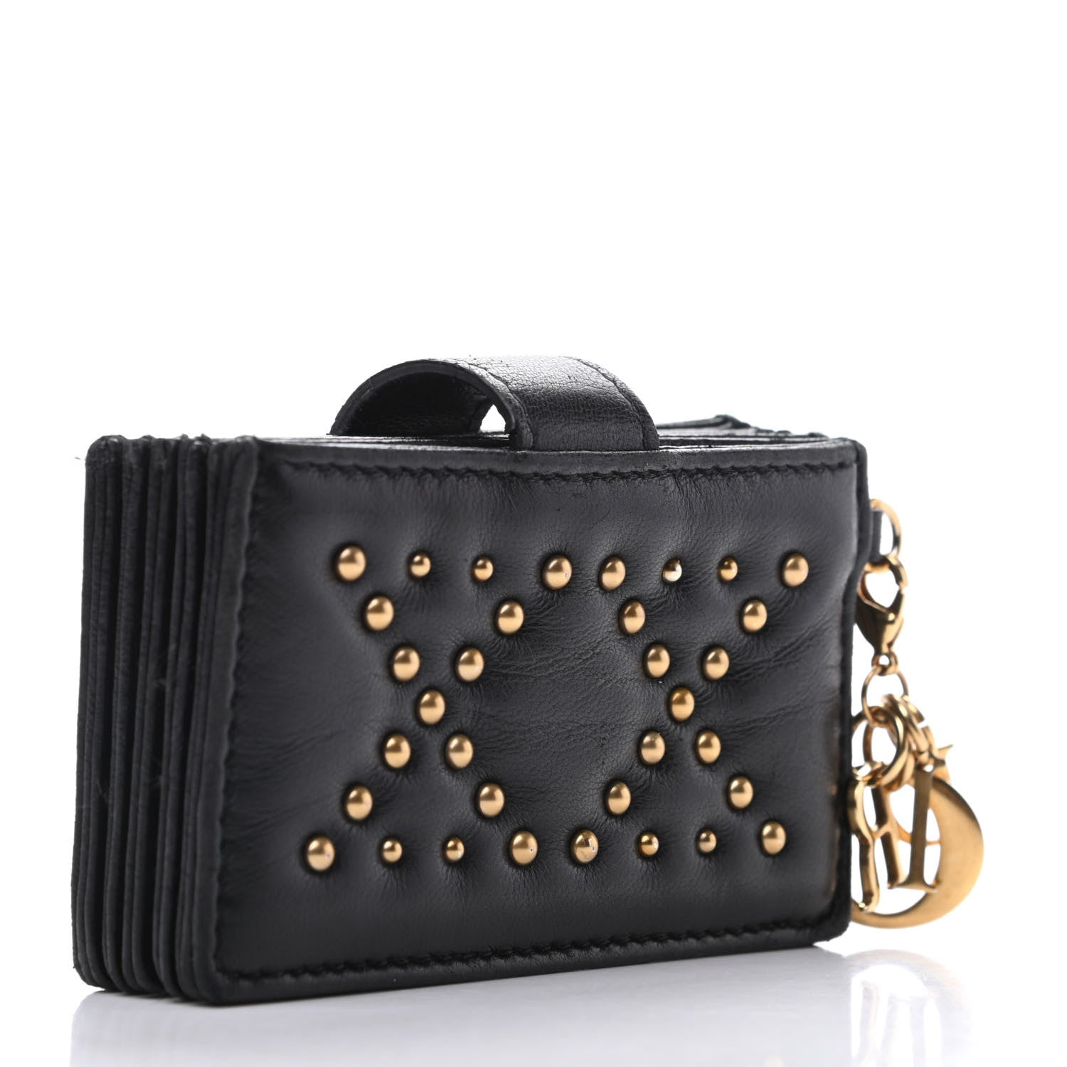 Christian Dior Lambskin Studded Cannage Lady Dior 5-Gusset Card Holder Black 3 of 11