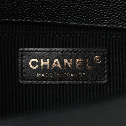 Chanel Caviar Chevron Quilted Medium Boy Flap Black 6 of 9