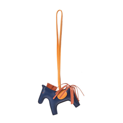 Hermes Milo Lambskin Grigri Rodeo Horse Bag Charm PM Bleu de Malte Cornaline Jaune D'Or 1 of 3