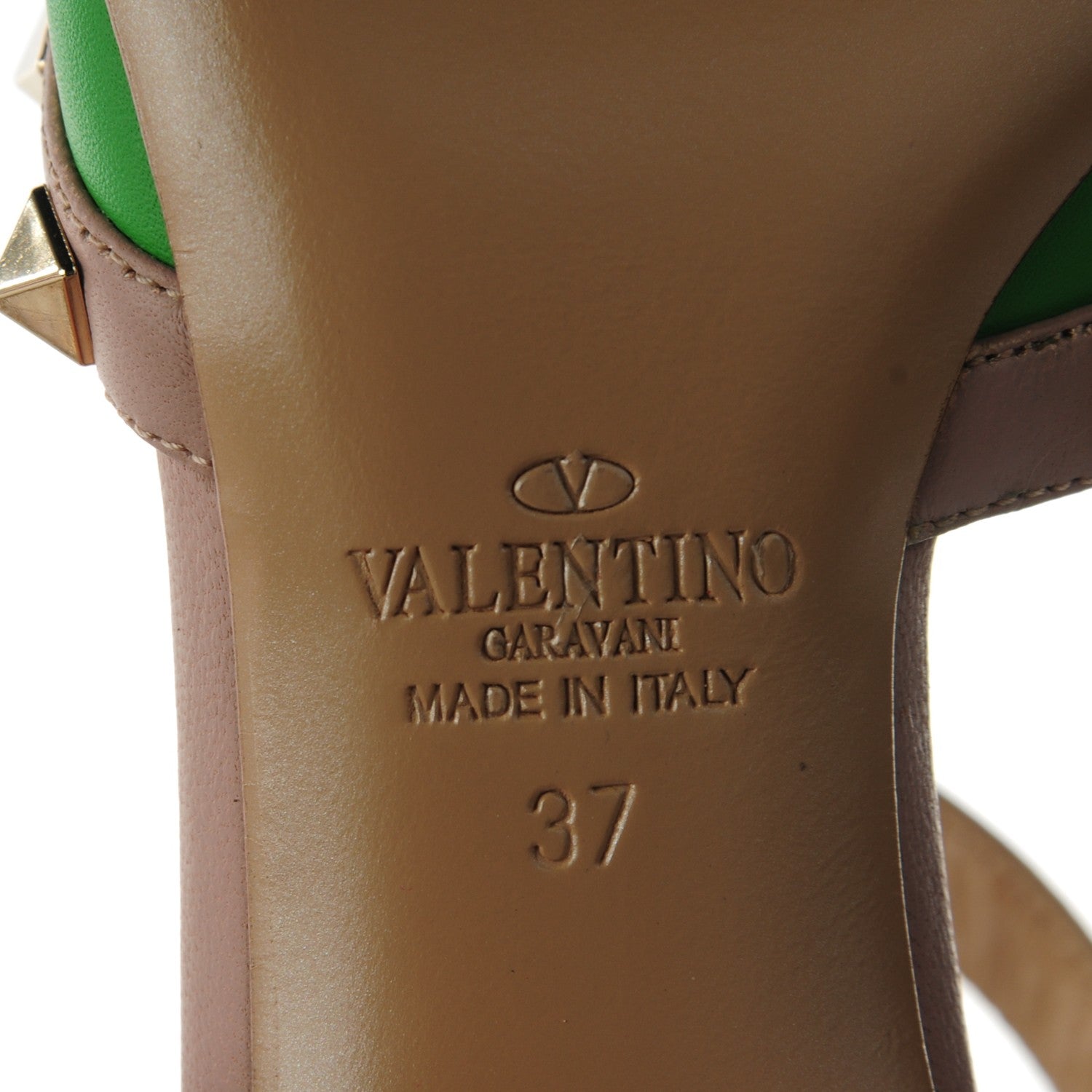 Valentino Garavani Calfskin Nappa Rockstud Ankle Strap 65mm Pumps 37 Green Poudre 6 of 7