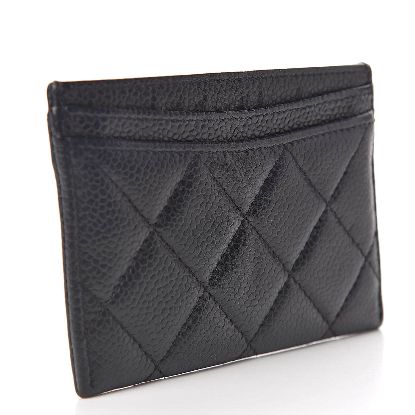 Caviar Quilted Card Holder Black