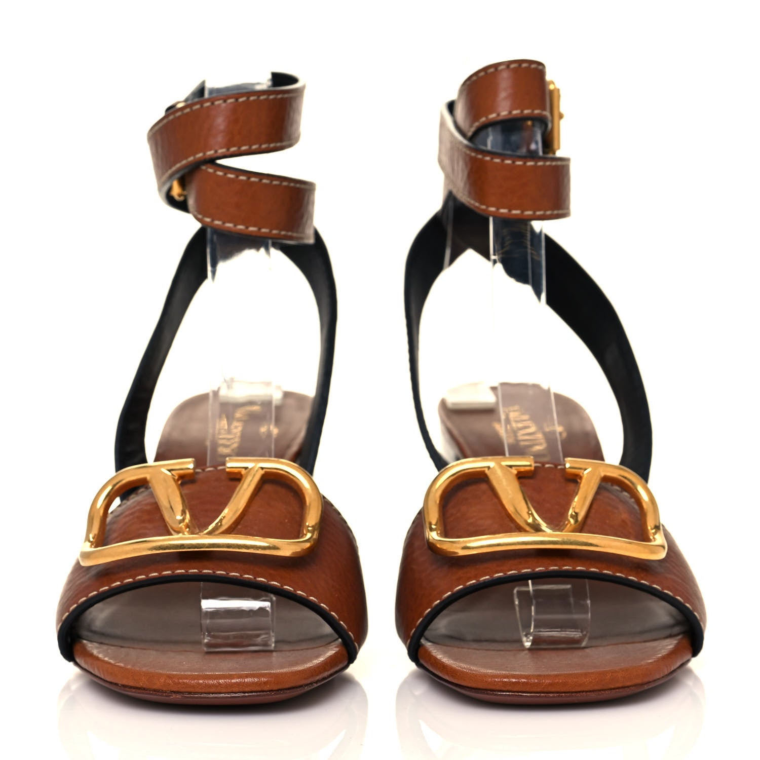 Valentino Garavani Grainy Cowhide VLogo 60mm Sandals 36.5 Cuoio 4 of 8