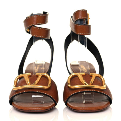 Valentino Garavani Grainy Cowhide VLogo 60mm Sandals 36.5 Cuoio 4 of 8