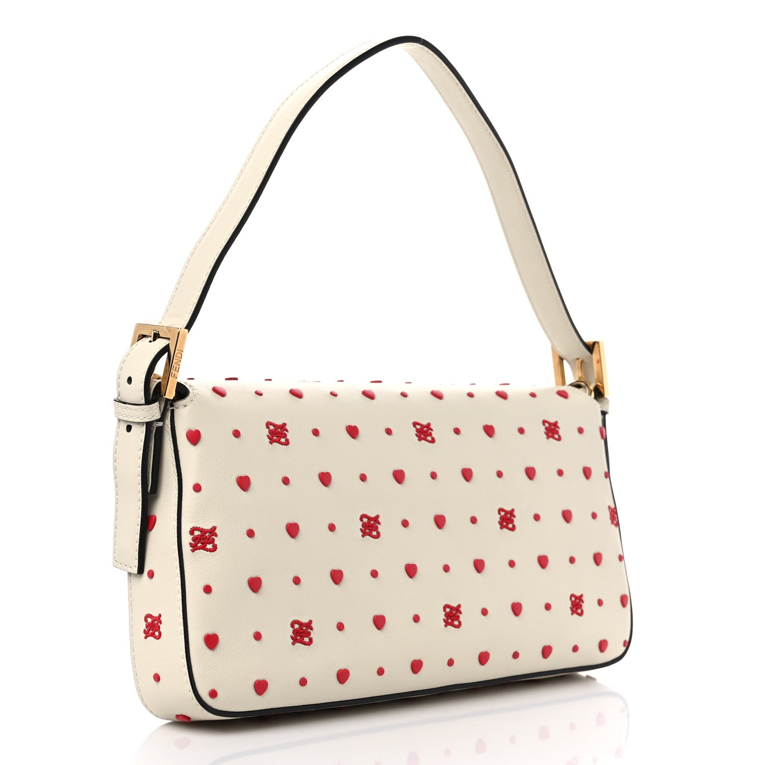 Fendi Vitello Burro Chinese Valentines Day Karligraphy Embroidered Baguette 1997 Pana Rosso Cardinale 3 of 9