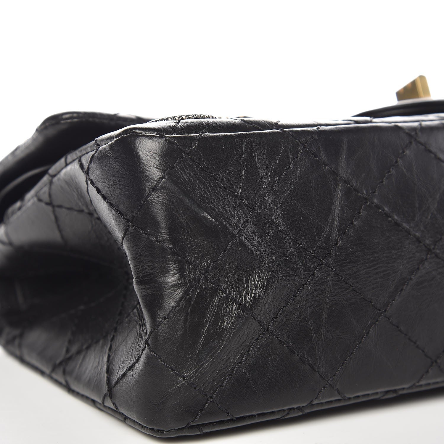 Chanel Aged Calfskin Quilted Casino 2.55 Reissue 225 Flap Black 9 of 10