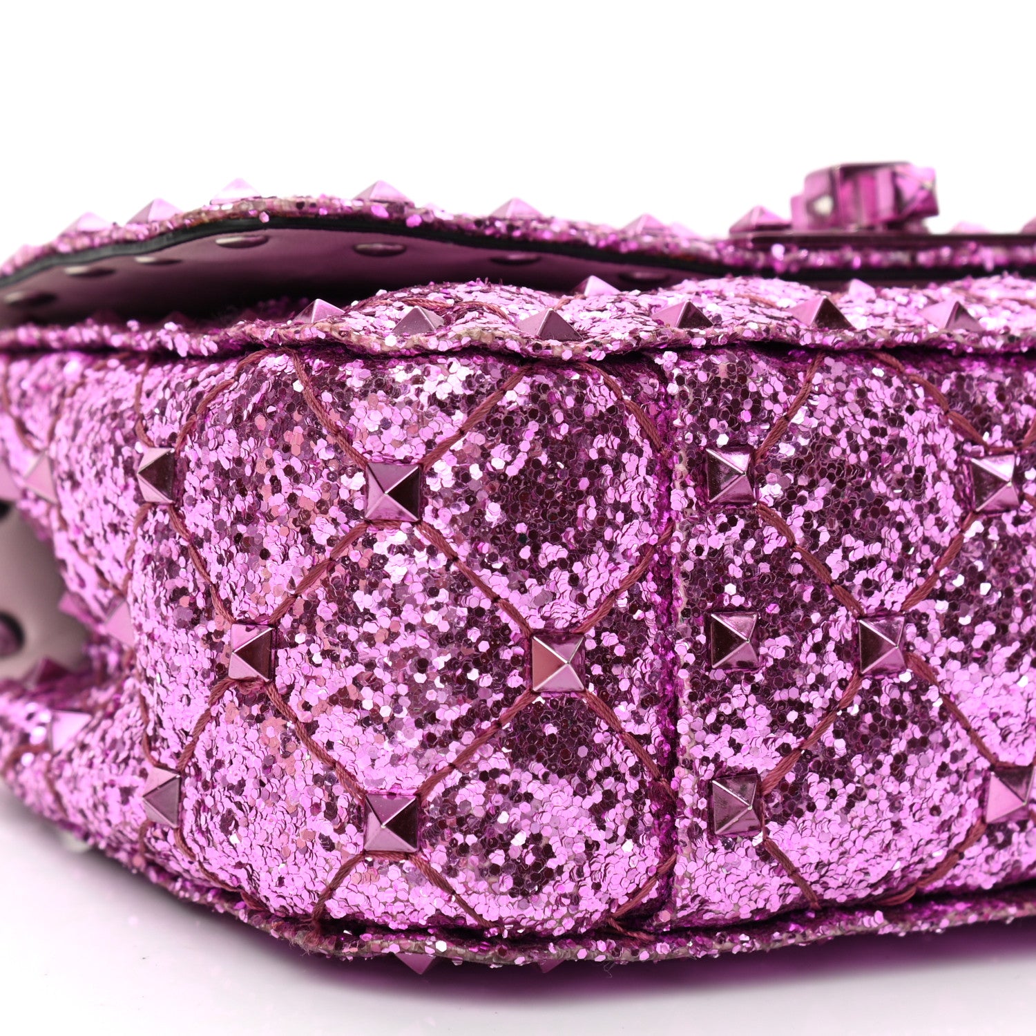Valentino Garavani Glitter Mini Rockstud Spike Shoulder Bag Water Lilac 9 of 13