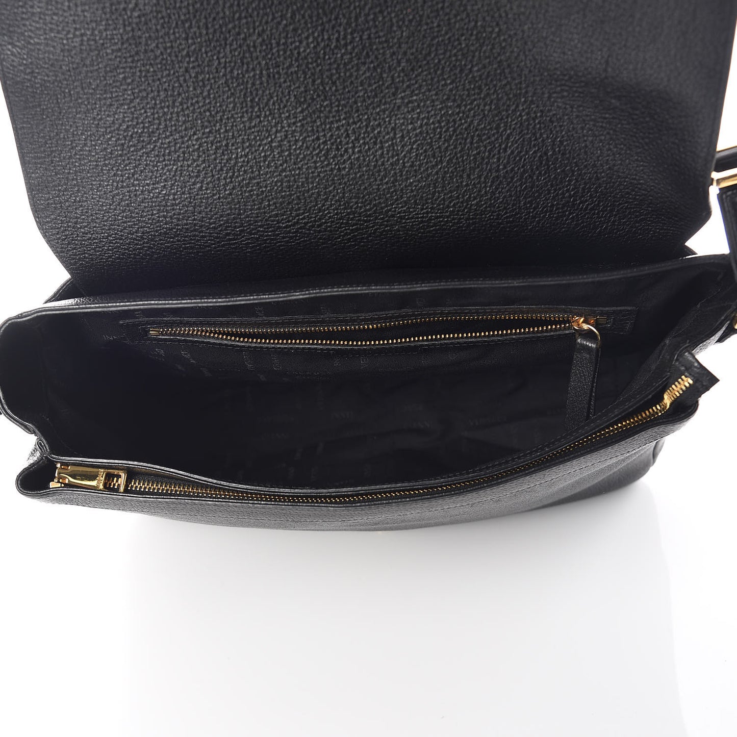 Grained Calfskin Medusa Head Messenger Bag Black