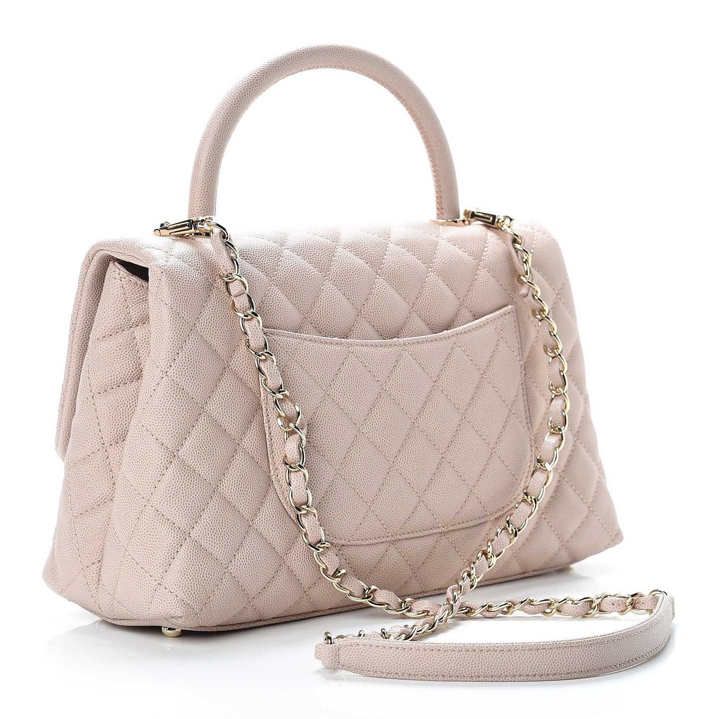 Caviar Quilted Small Coco Handle Flap Light Pink