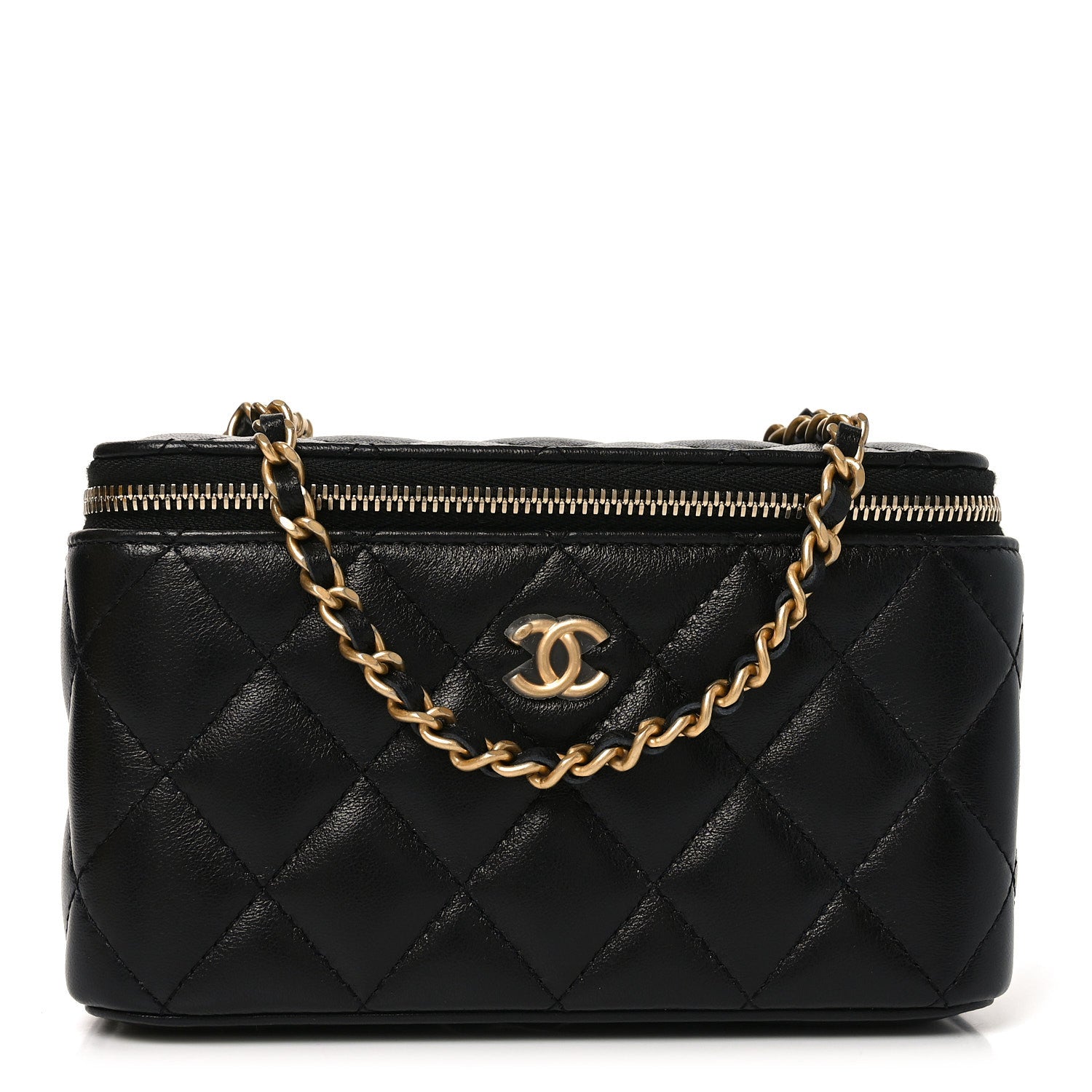 Chanel Lambskin Quilted Pearl Crush Small Vanity Case With Chain Black 1 of 11
