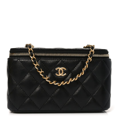 Chanel Lambskin Quilted Pearl Crush Small Vanity Case With Chain Black 1 of 11