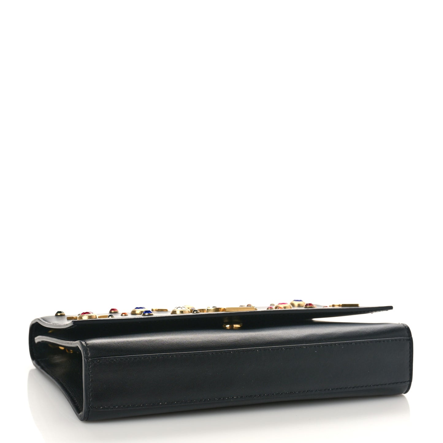 Calfskin Crystal Medium Monogram Kate Satchel Black