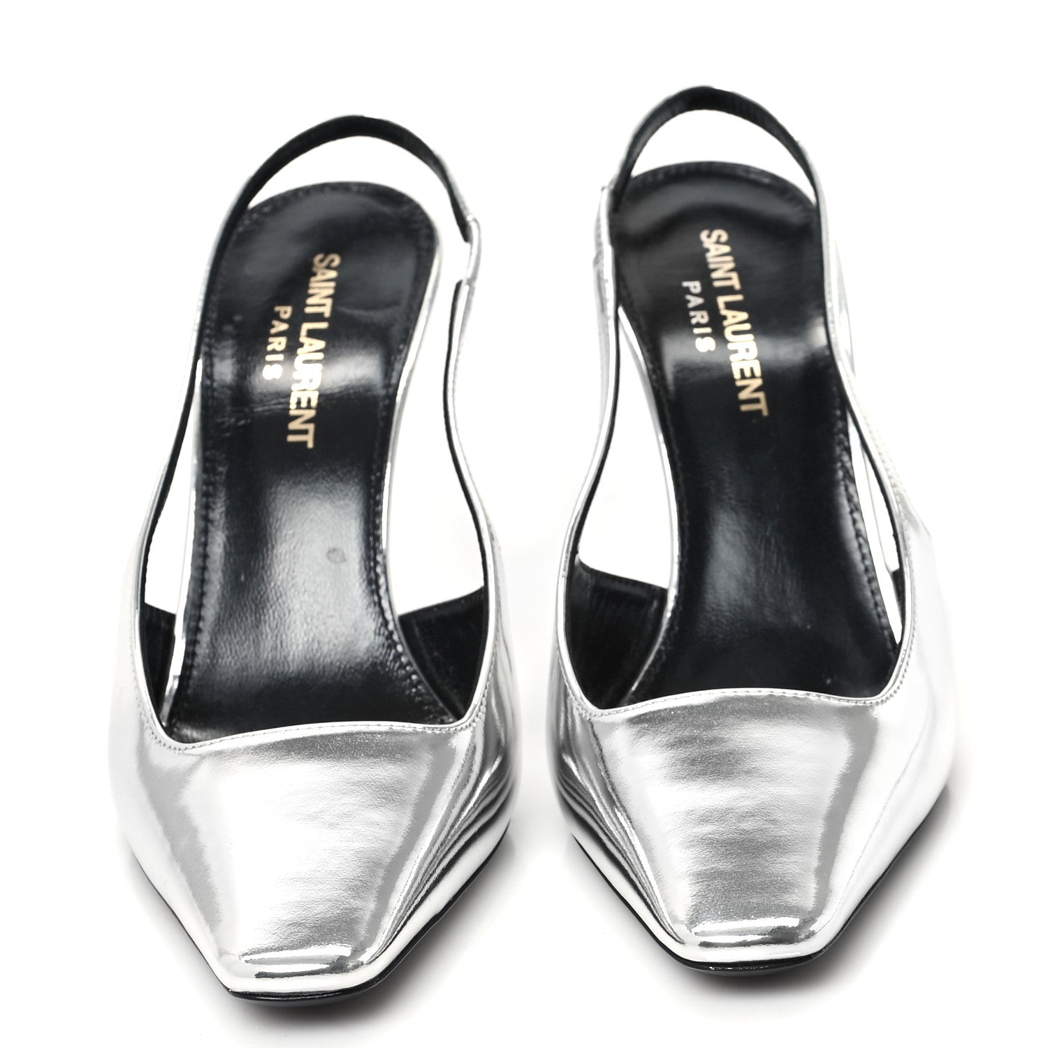 Saint Laurent Patent Tom 90 Dream Slingback Pumps 36 Argento 3 of 10