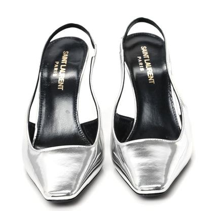 Saint Laurent Patent Tom 90 Dream Slingback Pumps 36 Argento 3 of 10