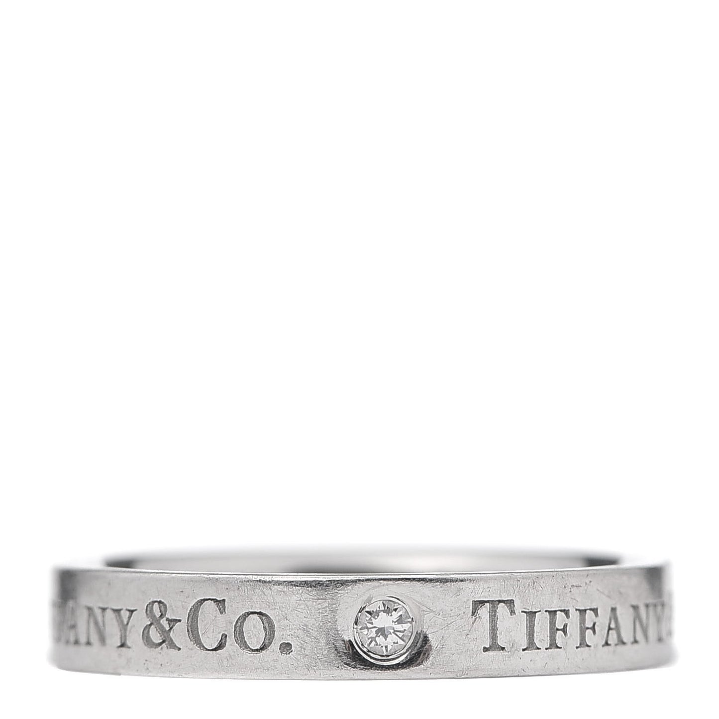 Platinum Diamond Logo Band Ring 49 5