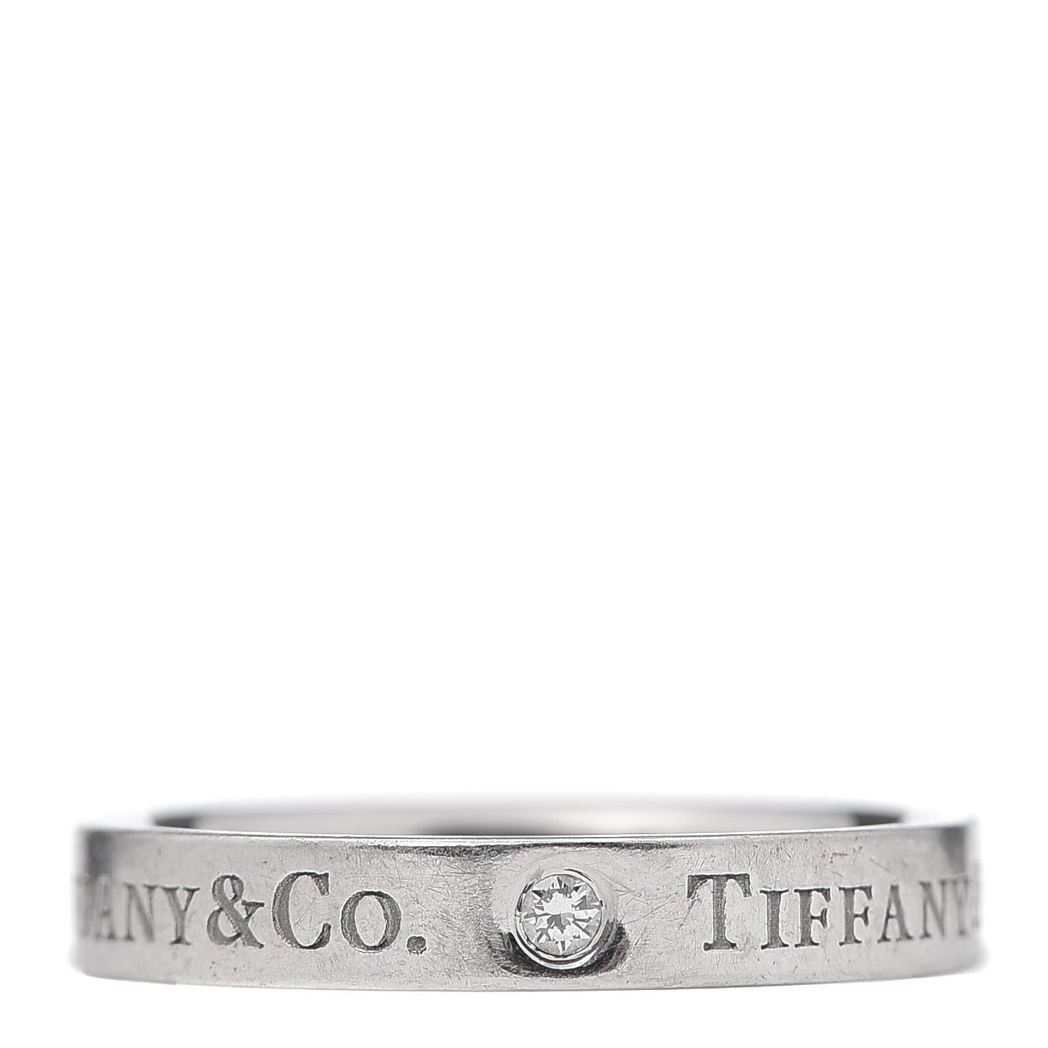 Tiffany Platinum Diamond Logo Band Ring 49 5 3 of 5