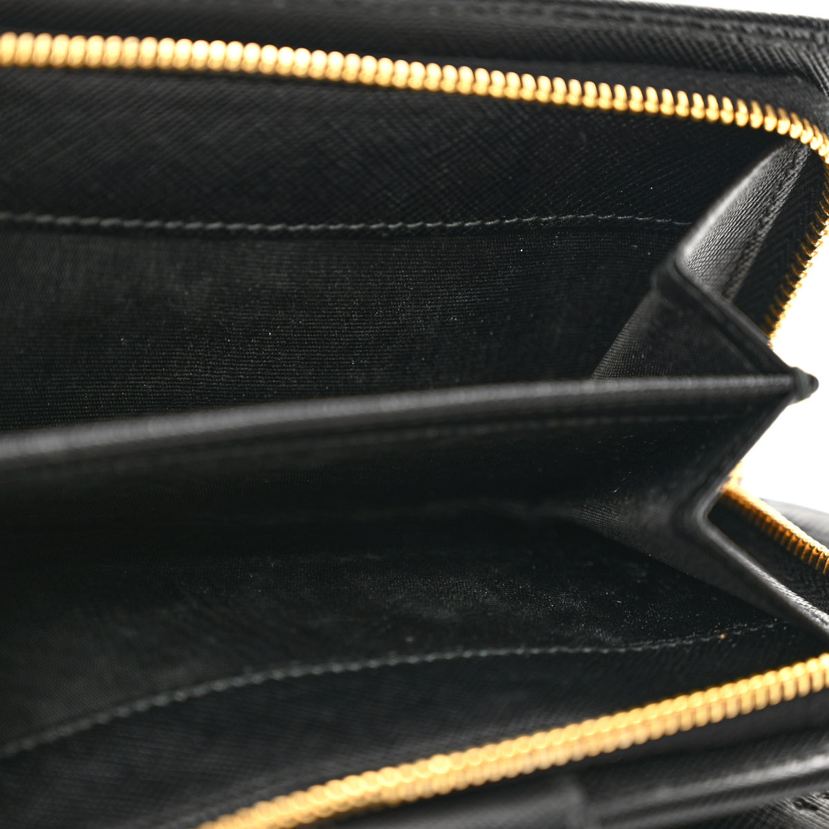 Prada Saffiano Metal Compact Zip Around Wallet Black 8 of 10