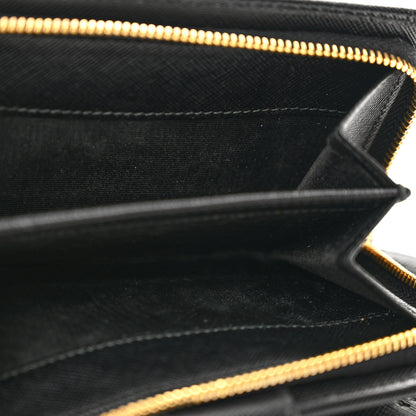 Prada Saffiano Metal Compact Zip Around Wallet Black 8 of 10
