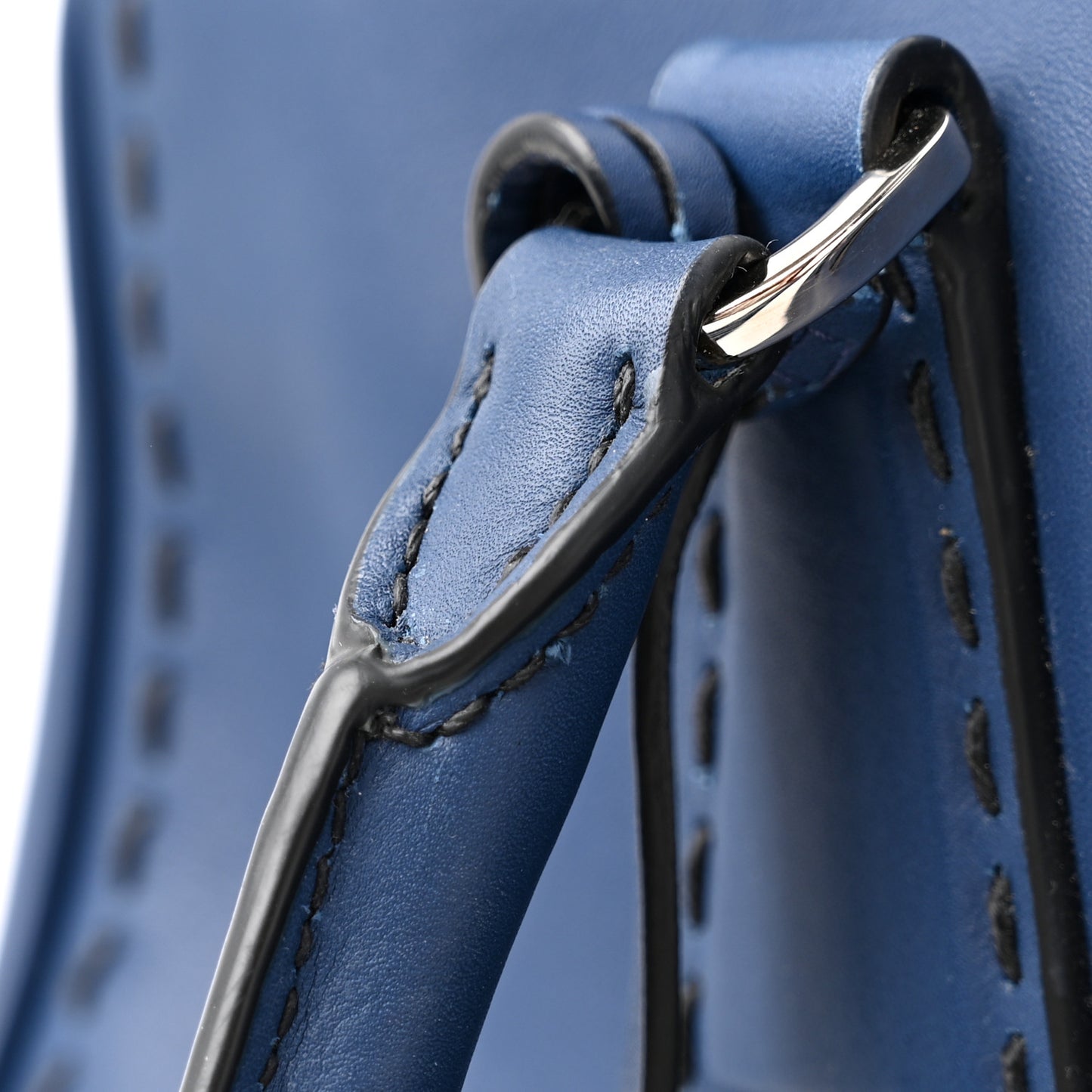 City Calf Hand Stitched Small Galleria Double Zip Tote Bluette