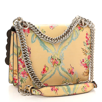 Fendi Vitello Marie Antoinette Print Scalloped Mix Studded Small Kan I Shoulder Bag Panna Multicolor 3 of 10
