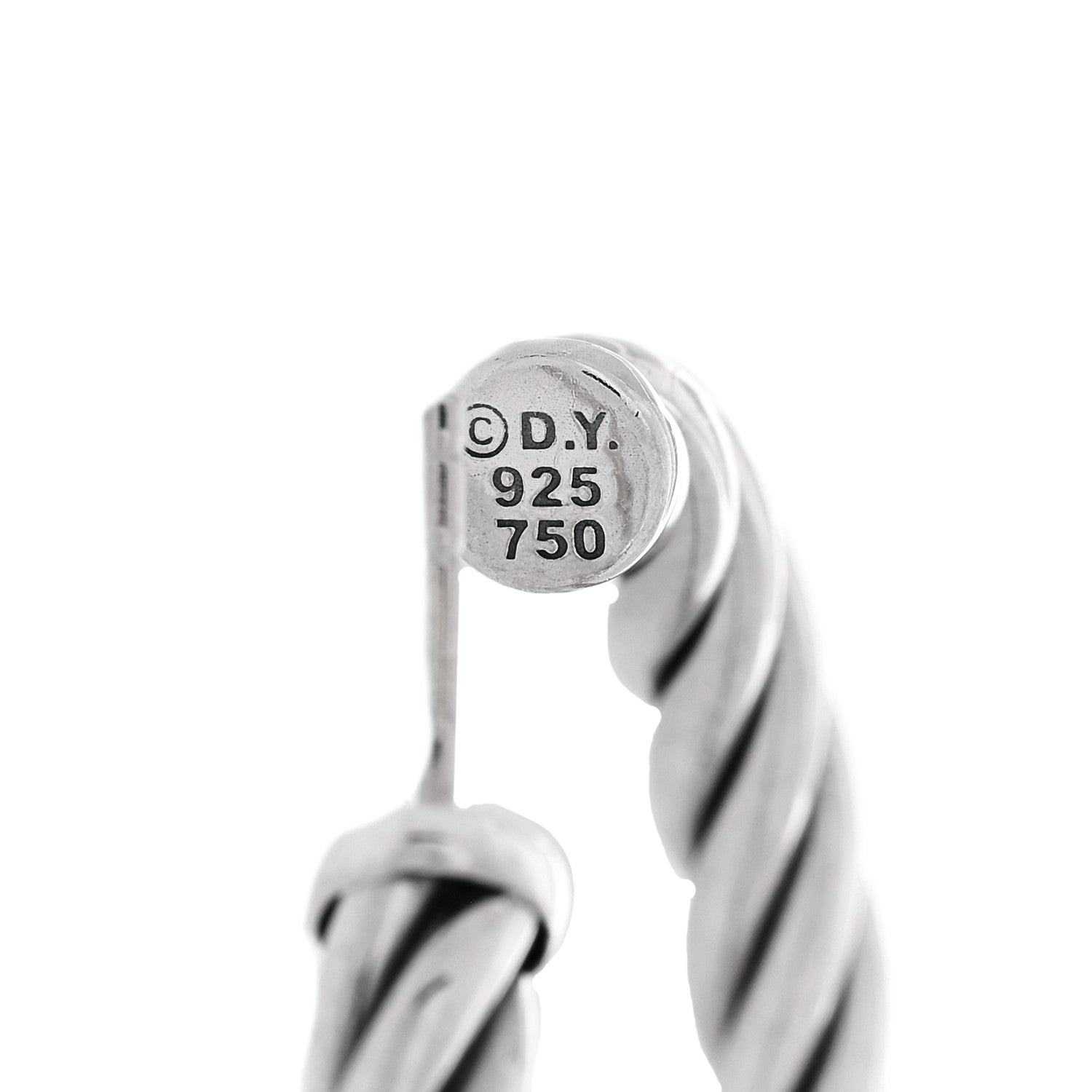David Yurman Sterling Silver 18K Yellow Gold Diamond Cable Classics Hoop Earrings 4 of 4
