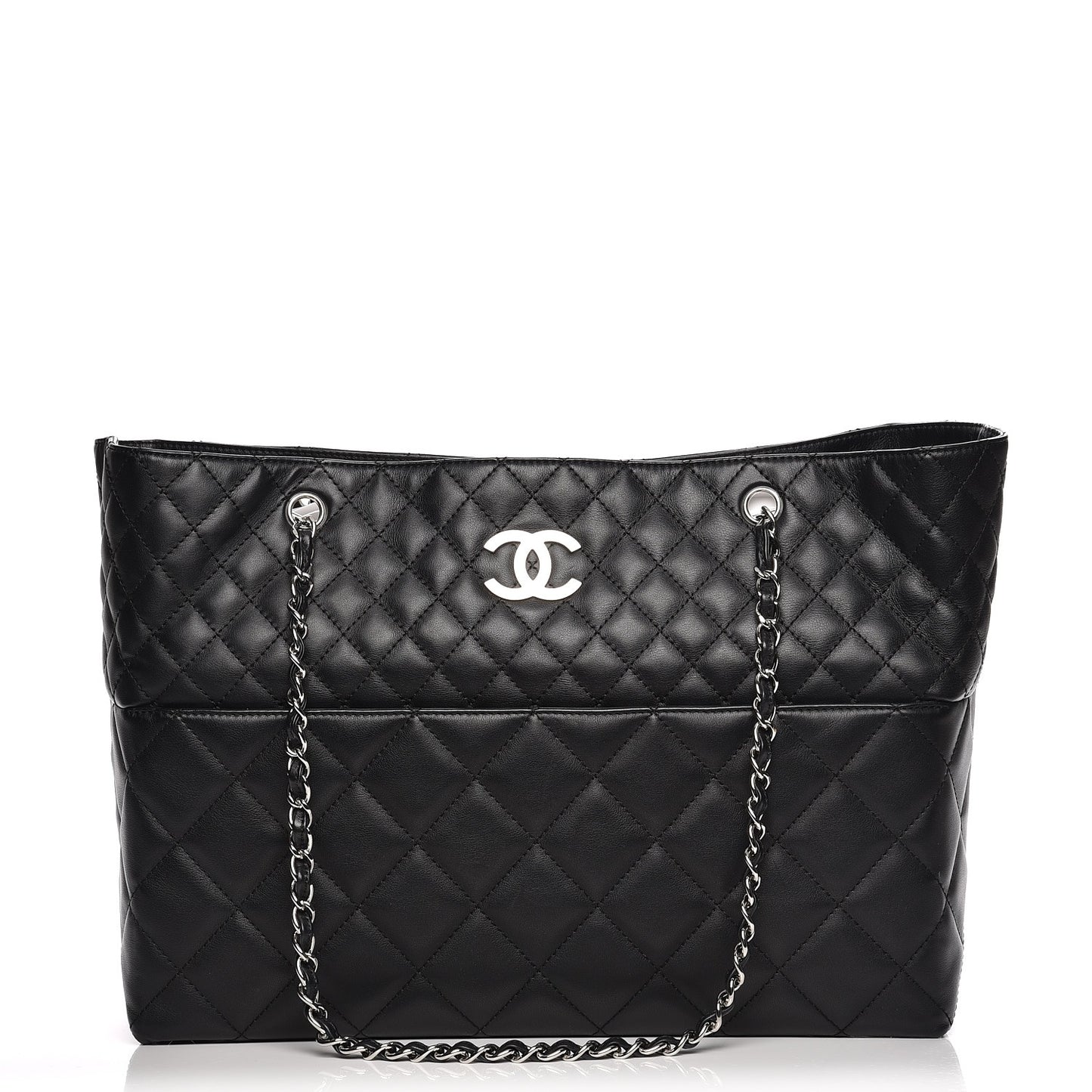 Calfskin Quilted Large In The Business Tote Black