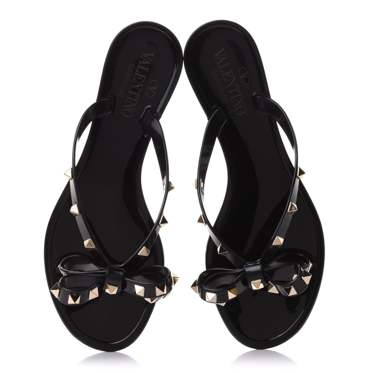 Valentino Garavani PVC Jelly Rockstud Bow Thong Sandals 37 Black 5 of 9