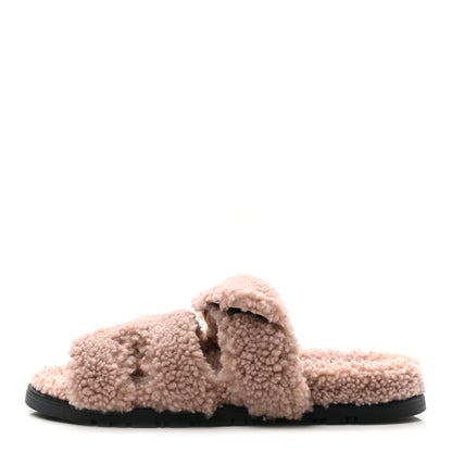 Hermes Woolskin Womens Chypre Sandals 36 Bois De Santal 1 of 8