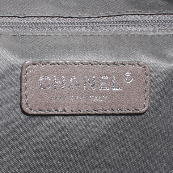 Metallic Calfskin Perforated Large Drill Accordion Flap Black
