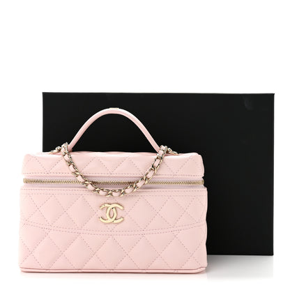 Chanel Caviar Quilted Top Handle Slim Vanity With Chain Light Pink 10 of 10