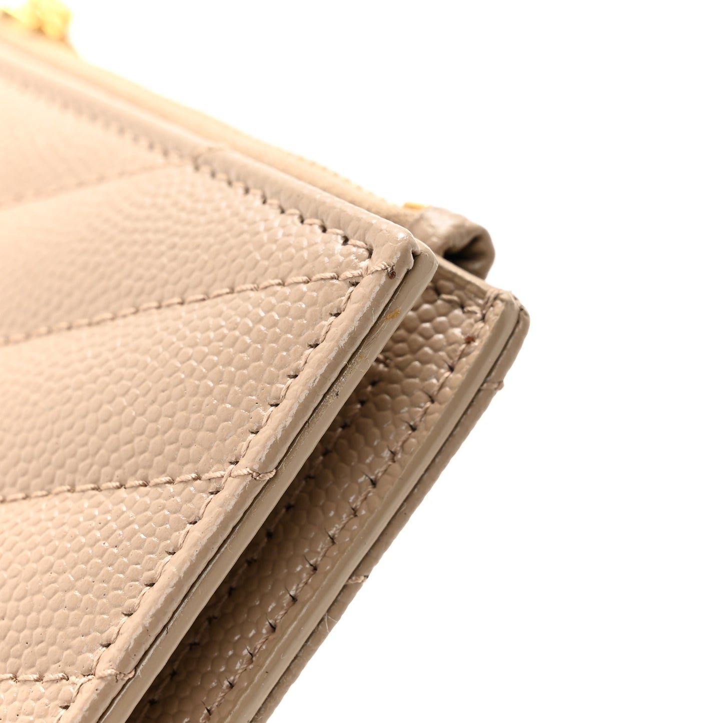 Grain De Poudre Matelasse Chevron Monogram Zipped Card Case Dark Beige