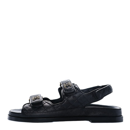 Chanel Grained Calfskin Velcro Dad Sandals 41 Black 1 of 10