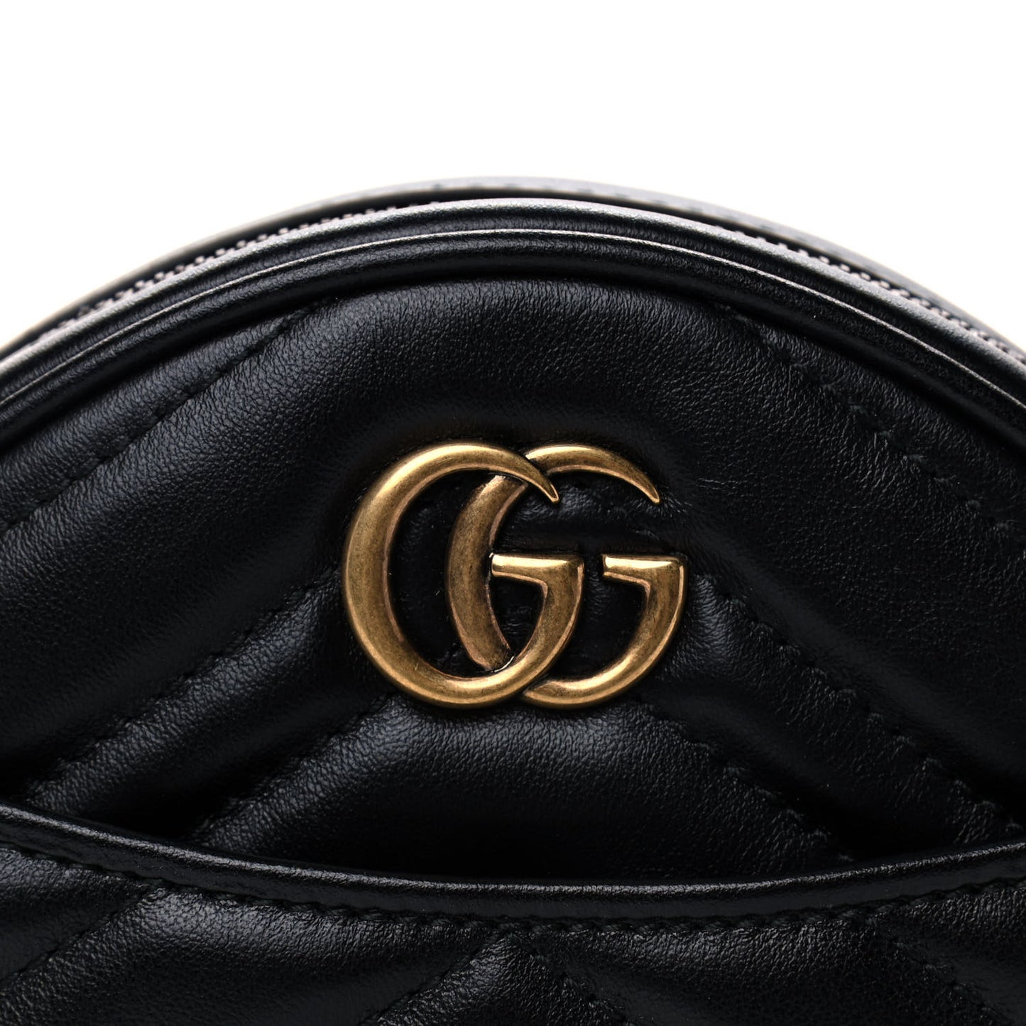 Calfskin Matelasse GG Marmont Round Wrist Wallet Black