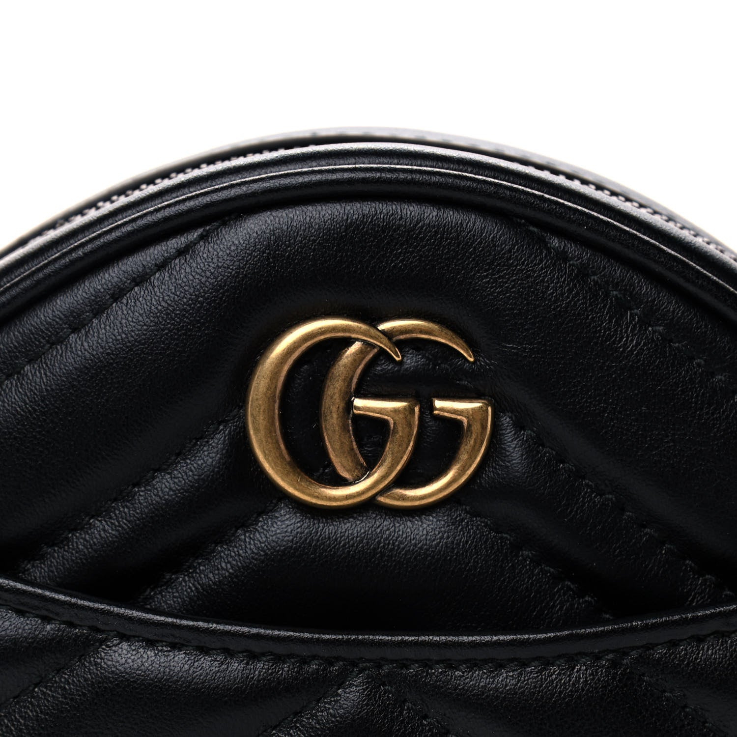 Gucci Calfskin Matelasse GG Marmont Round Wrist Wallet Black 9 of 10