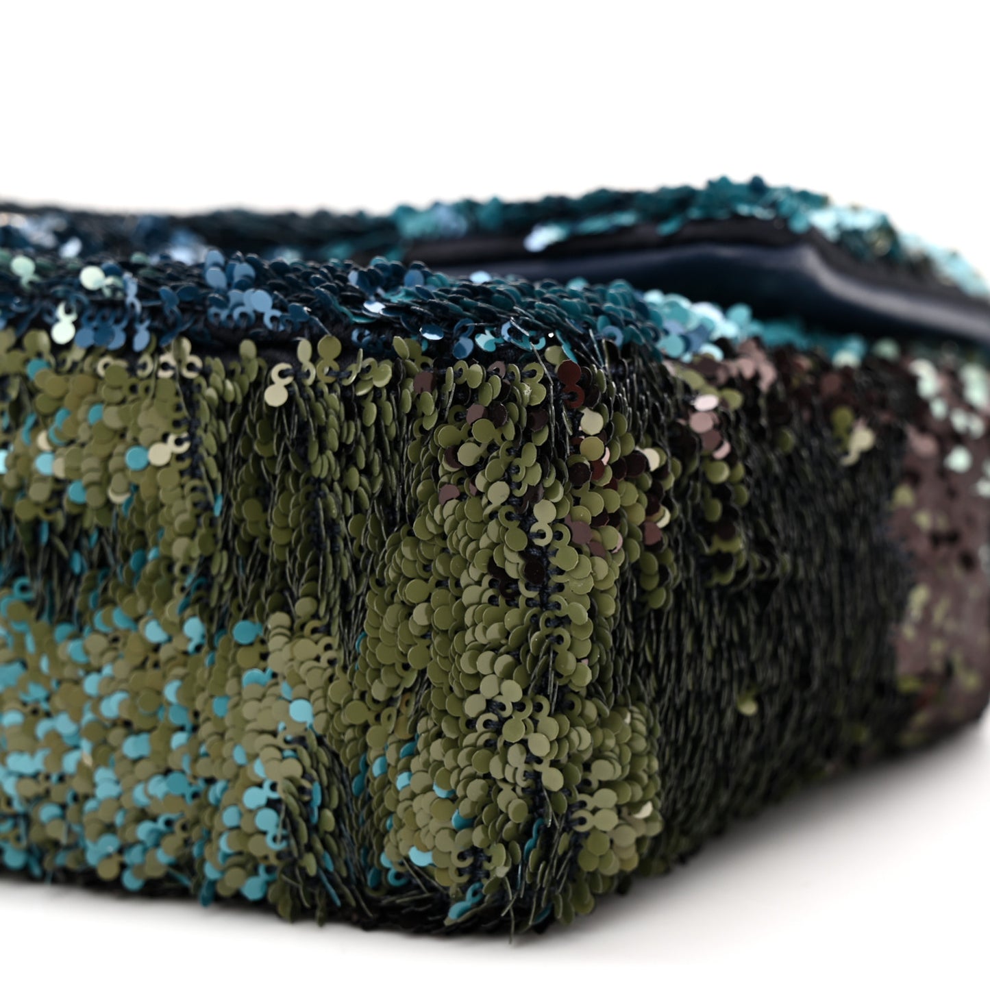 Shaded Sequins Mini Flap Light Green Dark Brown White Blue