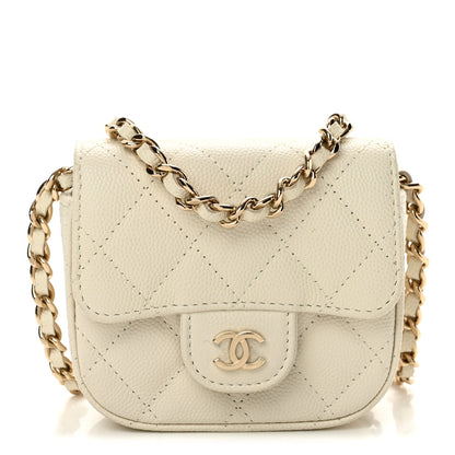 Chanel Caviar Quilted Mini Chain Belt Bag White 1 of 10