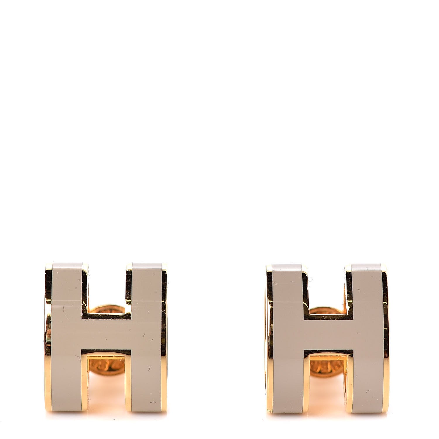 Hermes Rose Gold Lacquered Pop H Earrings Marron Glace 1 of 5