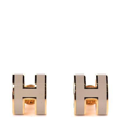 Hermes Rose Gold Lacquered Pop H Earrings Marron Glace 1 of 5