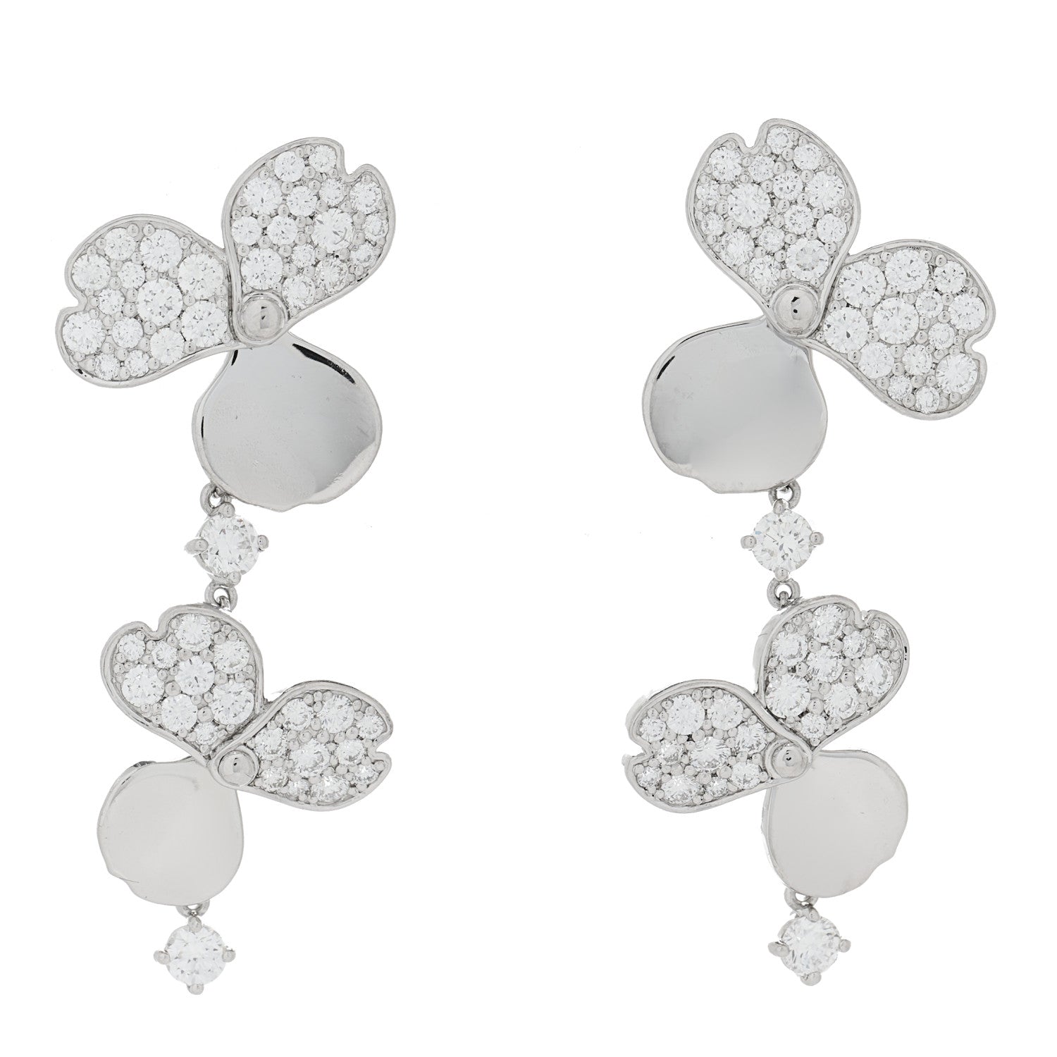 Tiffany Platinum Diamond Paper Flowers Cluster Drop Earrings 1 of 4
