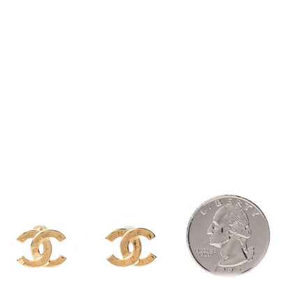 Chanel Metal CC Paris Button Stud Earrings Gold 2 of 5