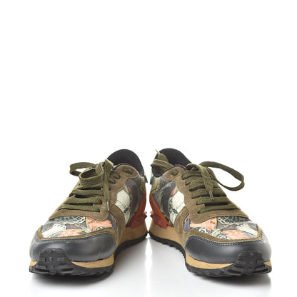 Valentino Garavani Nappa Fabric Suede Camubutterfly Womens Rockrunner Sneakers 38 Multicolor 5 of 10